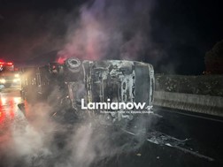 Δυστύχημα στην Εθνική οδό στη Λαμία - Νεκρός οδηγός νταλίκας